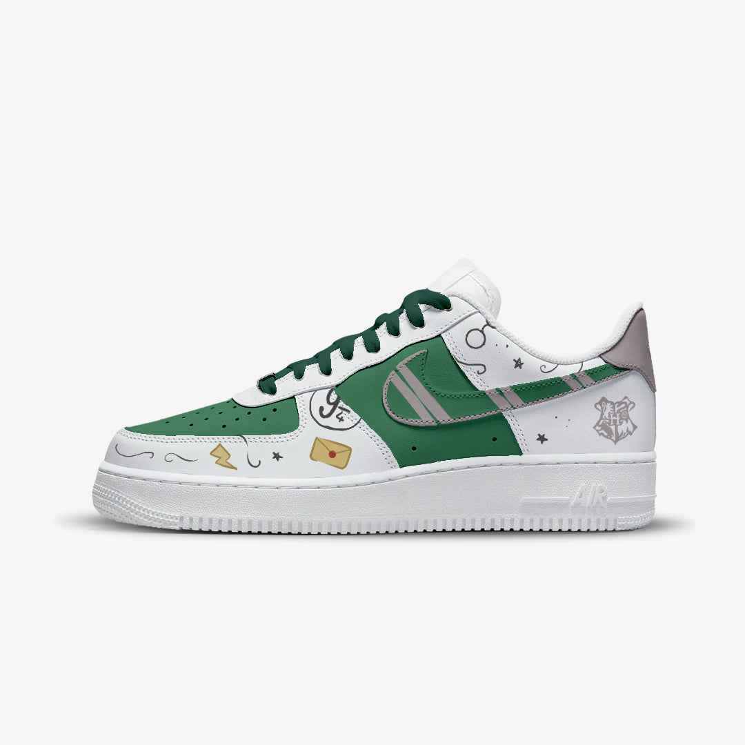 NIKE AIR FORCE CUSTOM PAINT HARRY POTTER 25 SLYTHERIN