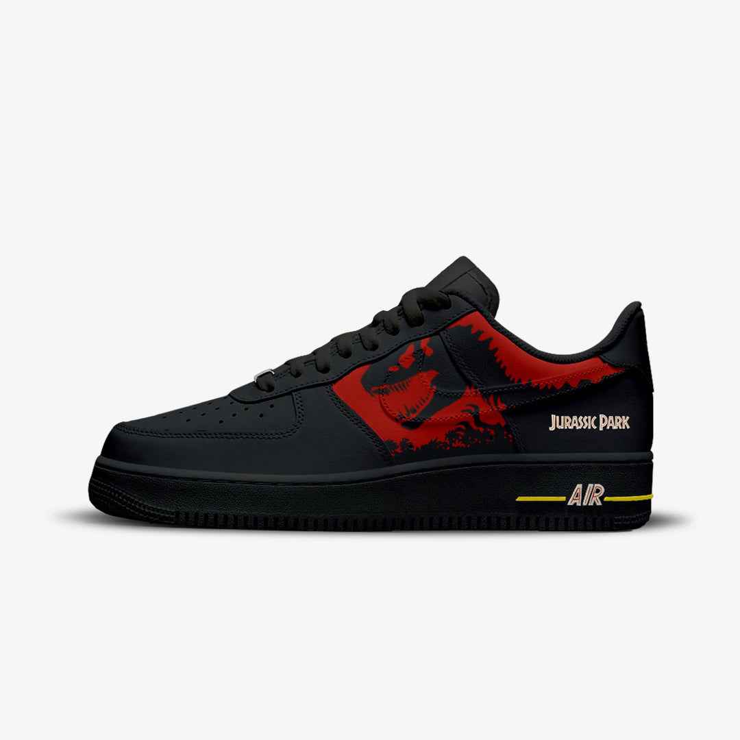 NIKE AIR FORCE CUSTOM PAINT JURASSIC PARK TREX RED BLACK