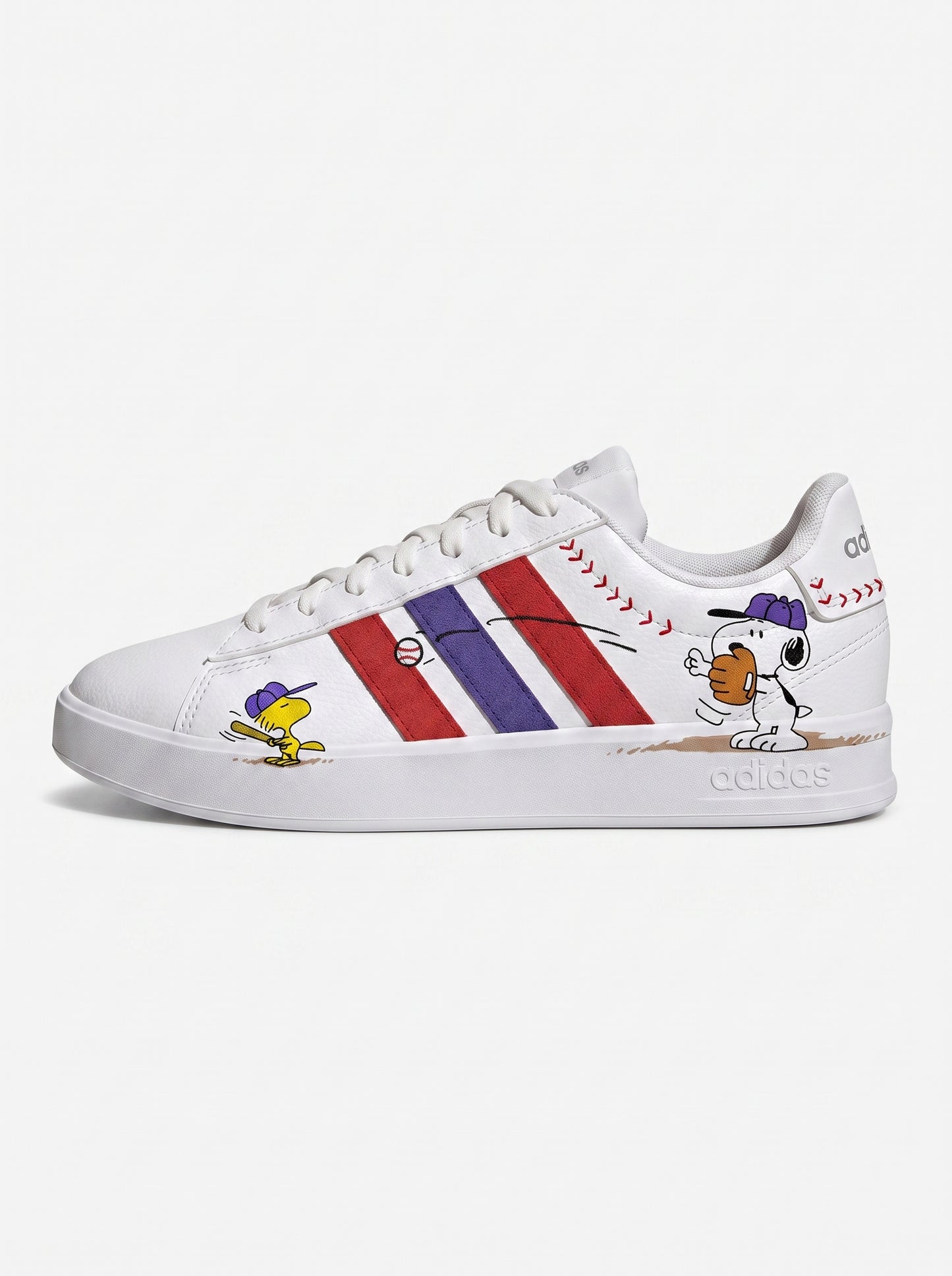 CUSTOM SNEAKERS ADIDAS GRAND COURT WITH THE BASEBALL SNOOPY WOMEN SIZE