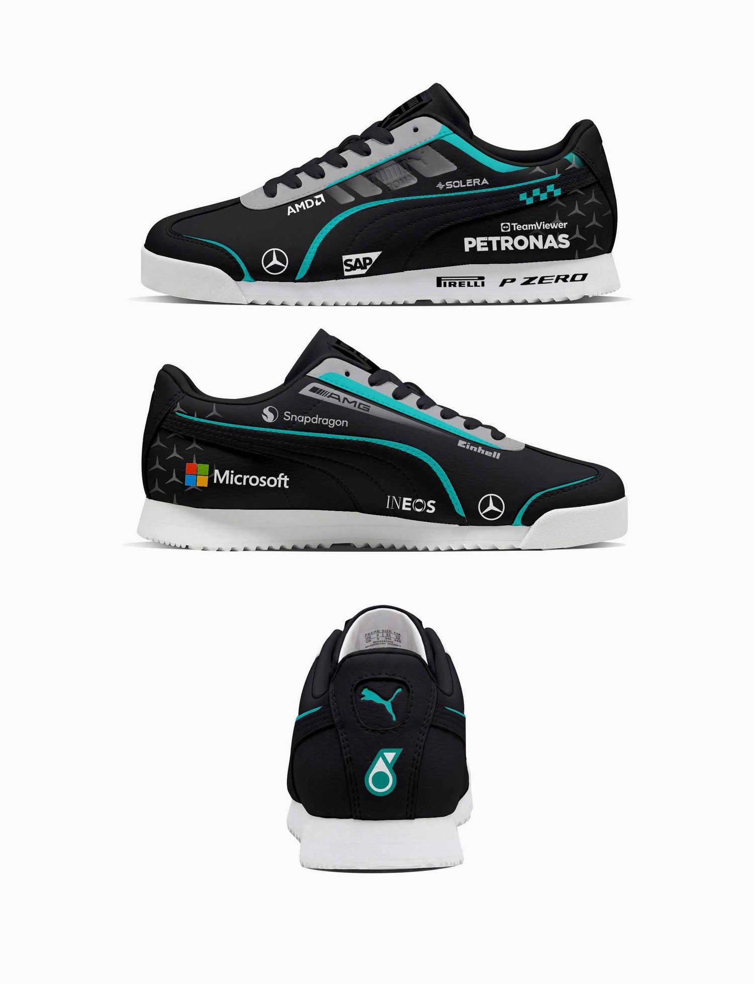 CUSTOM SNEAKERS PUMA ROMA F1 MERCEDES LIVERY EDITION UNOFFICIAL