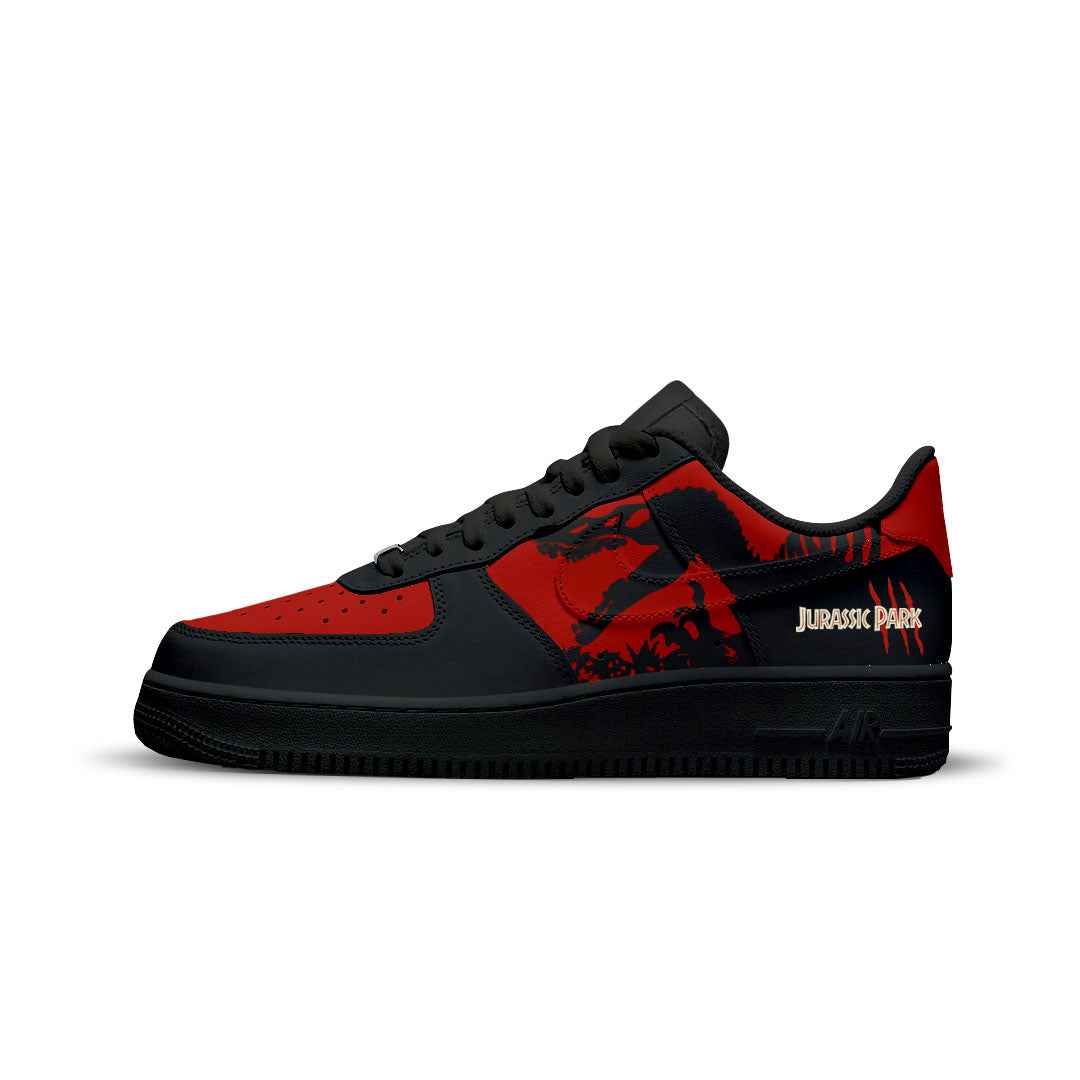 NIKE AIR FORCE CUSTOM PAINT JURASSIC PARK SPINOSAURS BLACK