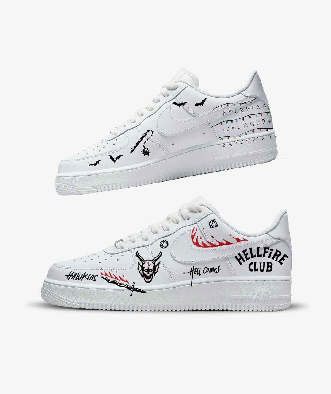 CUSTOM SNEAKERS STRANGERS THINGS HELLFIRE CLUB