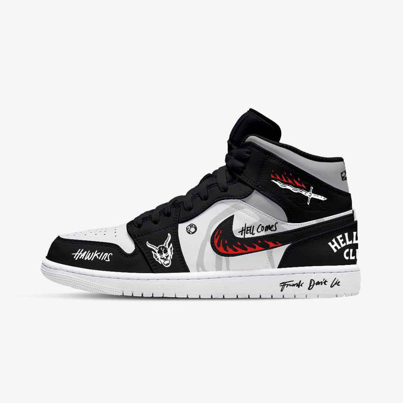 CUSTOM SNEAKERS HELLFIRE CLUB STRANGER THINGS JORDAN