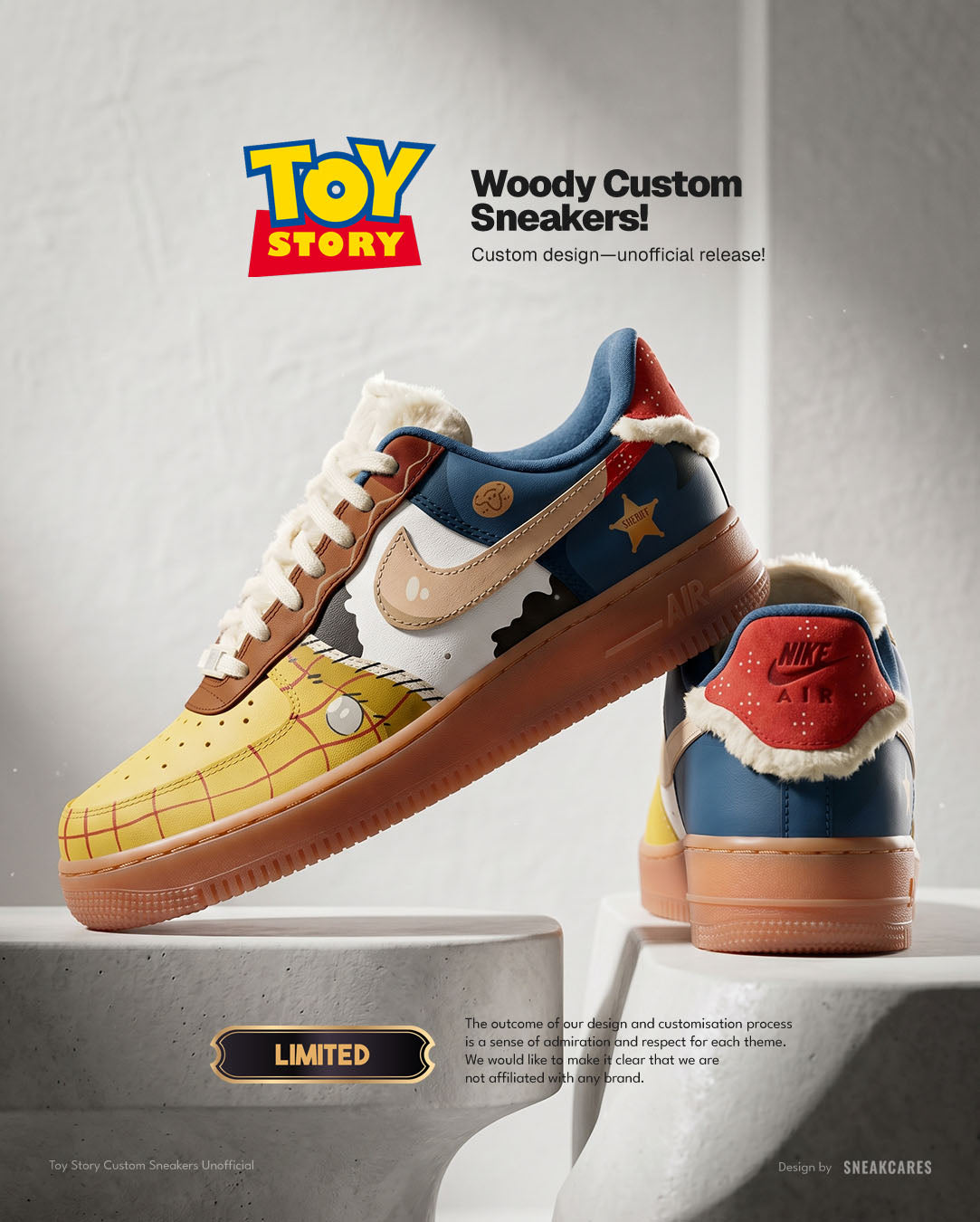 Custom Sneakers Toy Story Woody Limited Pairs Women Only