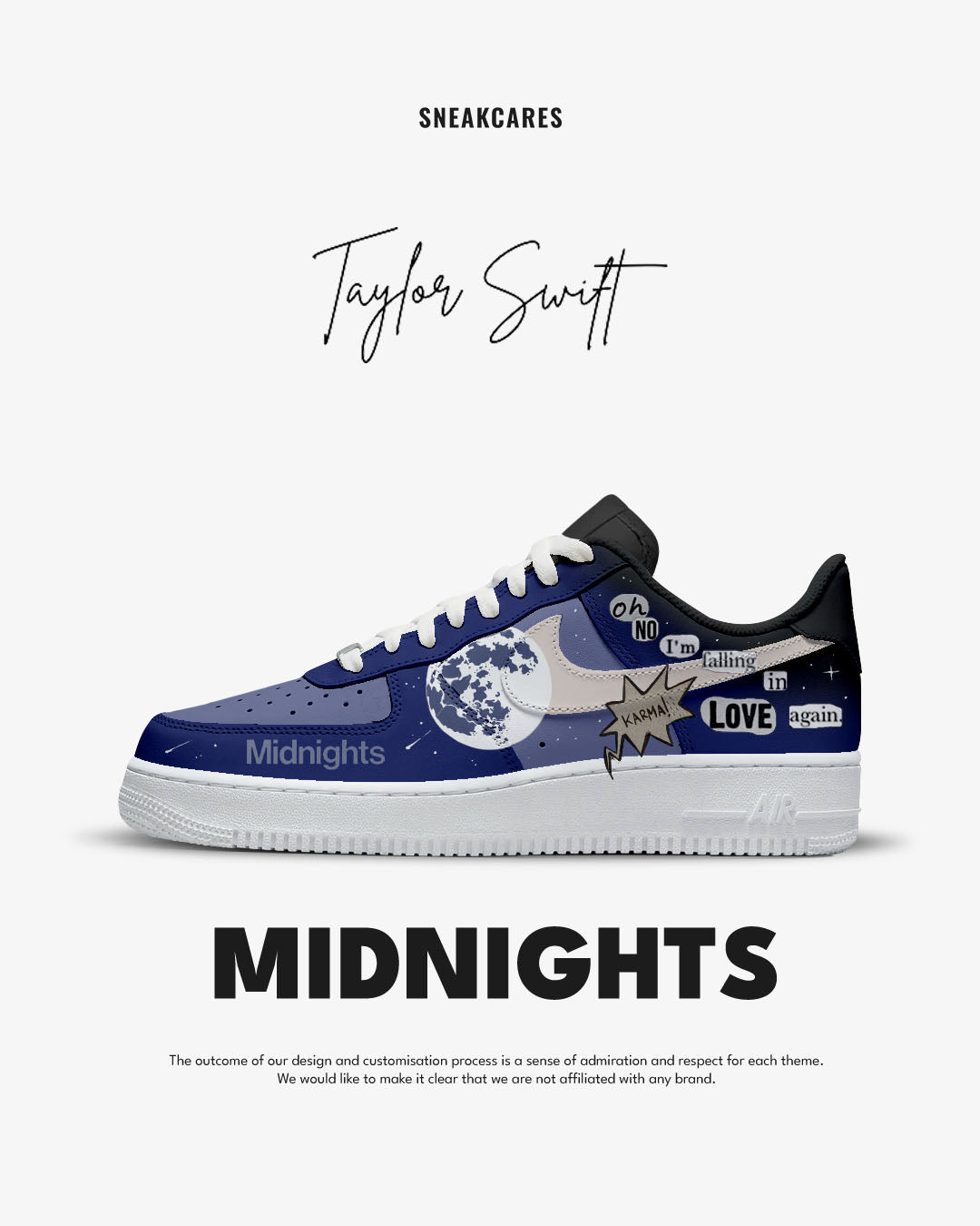 Nike AF1 Taylor Swift Custom Album Midnights