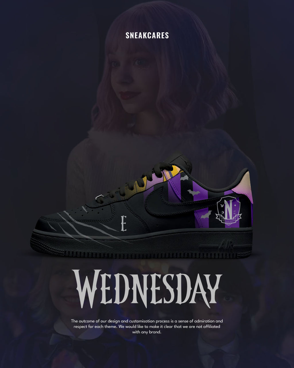 CUSTOM SNEAKERS WEDNESDAY ENID SINCLAIR NIKE AIR FORCE 1
