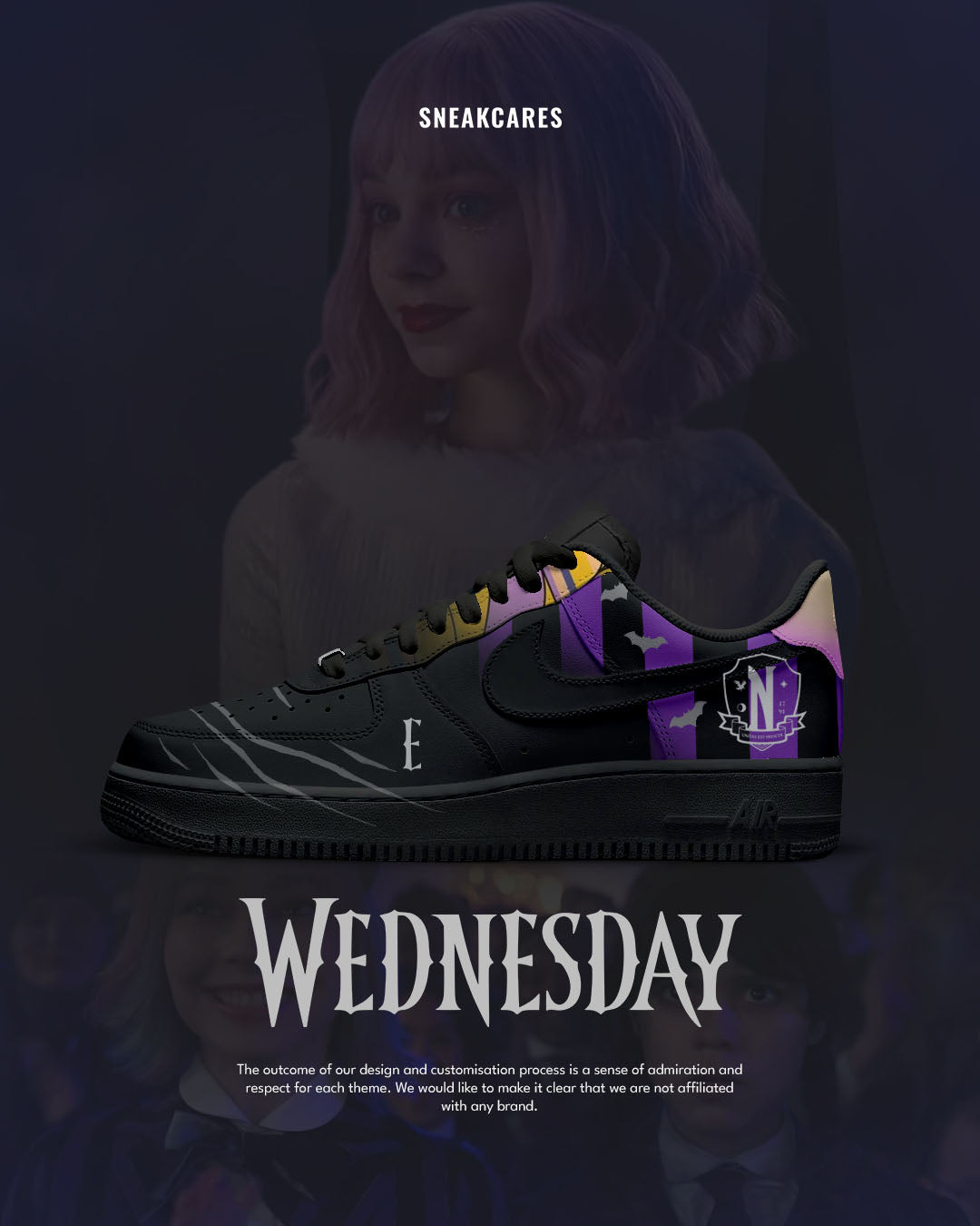 CUSTOM SNEAKERS WEDNESDAY ENID SINCLAIR NIKE AIR FORCE 1