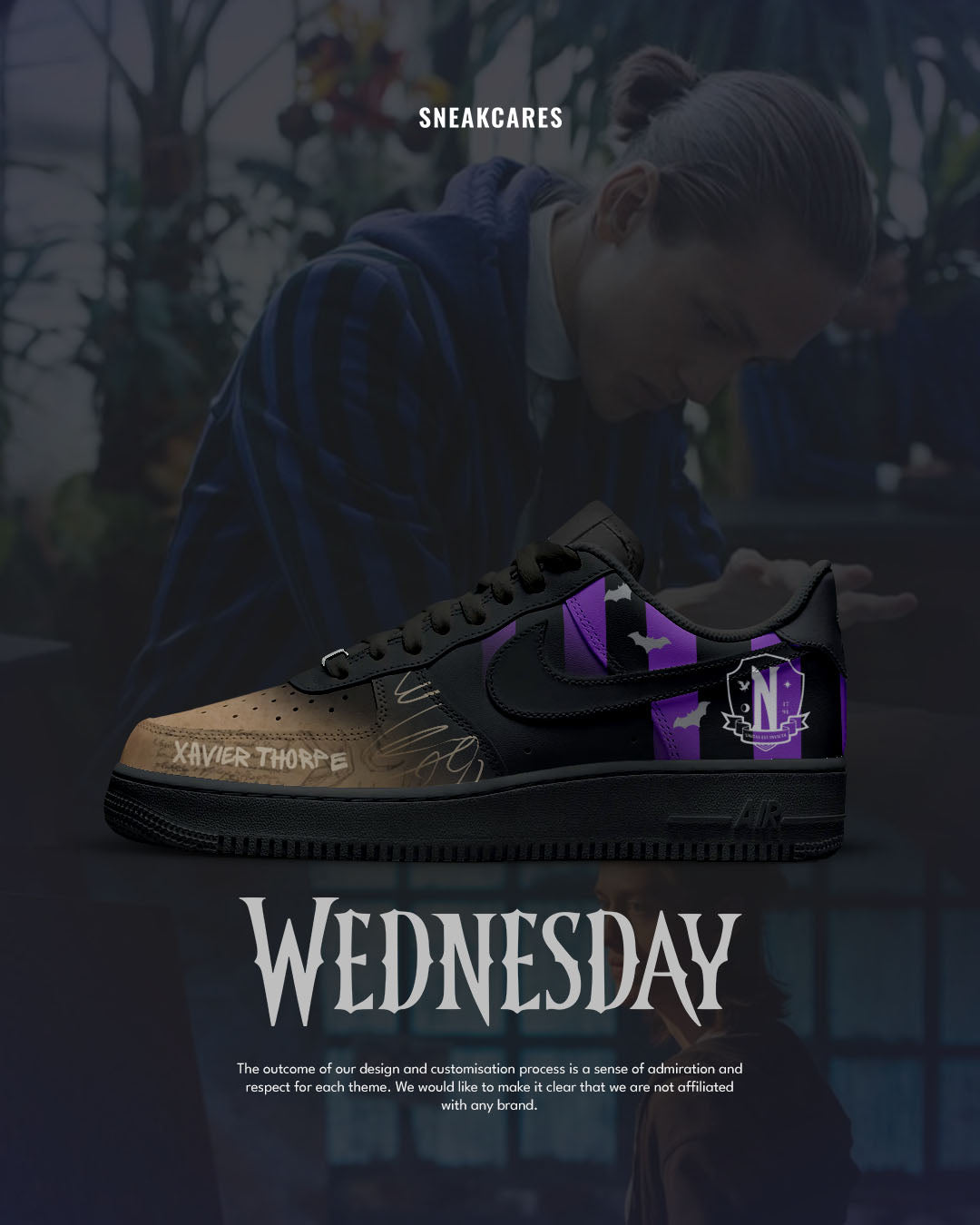 CUSTOM SNEAKERS WEDNESDAY XAVIER NIKE AIR FORCE 1