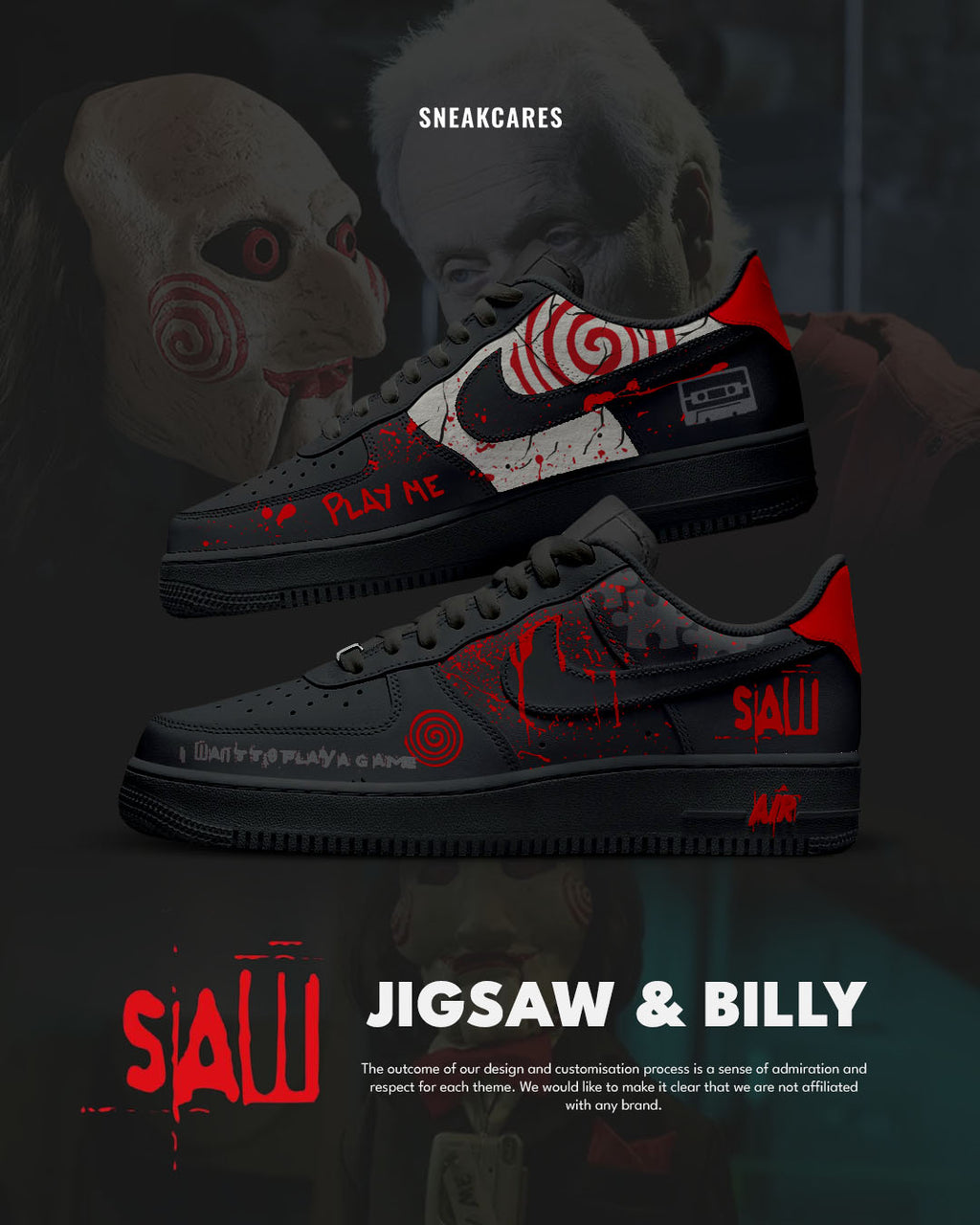 CUSTOM SNEAKERS JIGSAW JOHN KRAMER & BILLY